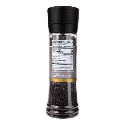 Sundhed Himalayan Black Rock Salt Kala Namak (Course) in Grinder | 390 Grams (13.75 oz) | Natural Vegan Seasoning