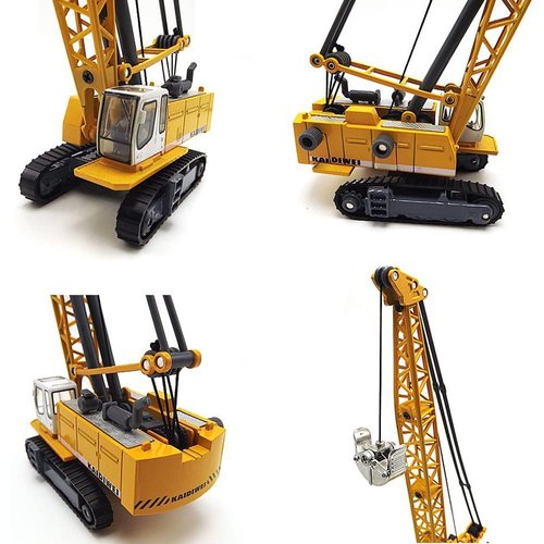 Tipmant Children Alloy Die-cast Car Model Toy Excavator Truck Digging Cable Engineering Vehicle Tower Crane Collection Gift for Kids Scale: 1:87