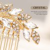 Foyte Crystal Bride Wedding Hair Comb Leaf Bridal Headpieces Rhinestone Hair Pieces Bridesmaid Side Combs Hair Accessories for Women (gold leaf)