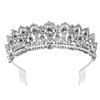 Baroque Crown Women Luxurious Crystal Rhinestone Bridal Tiara Princess Headpieces Girls Bridal Bride Tiara Princess Birthday Wedding Pageant Party with Combs (Silver-Red)