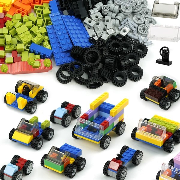 Classic Bricks Wheels and Axles Sets, Over 400pcs Car Parts and Pieces Tires, Educational Building Kits Toys