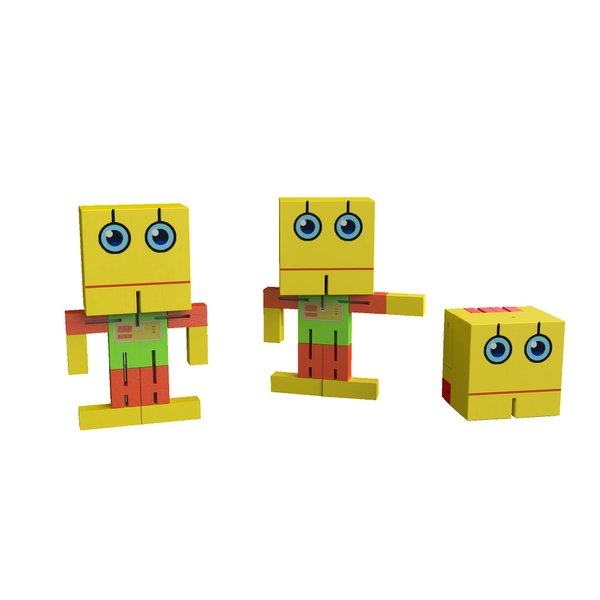 Wood & Robotics Wooden Robot Toy, cubebot cubebot, Cube Toy Puzzle, Micro, Stacking Robots, Fidget Bots, Puzzle Transforming Cube, Yellow