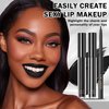 LZXLUKGIR Black Lipstick and Lip Liner Set Lip Kit,3 in 1 Velvet Black Lipstick Halloween Matte Black Liquid Lipstick Lip Gloss with Black Lip Pencil,Hydrating Lip Stain Lip Makeup（Black Magic）