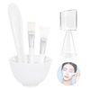 FERCAISH 5Pcs Diy Face Mask Mixing Bowl, Microwavable Silicone Facial Mud Bowl Cosmetic Beauty Tool for Home Salon(White)