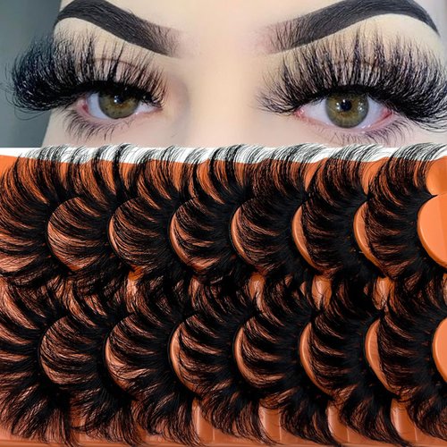 TIKILEY 25 mm Lashes Dramatic Long Big Mink Lashes 25mm Faux Mink Lashes Natural Cat Eye Fluffy Lashes Strip 3D Volume Eyelashes Bulk