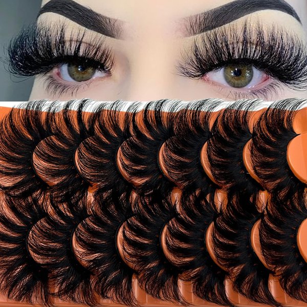 TIKILEY 25 mm Lashes Dramatic Long Big Mink Lashes 25mm Faux Mink Lashes Natural Cat Eye Fluffy Lashes Strip 3D Volume Eyelashes Bulk