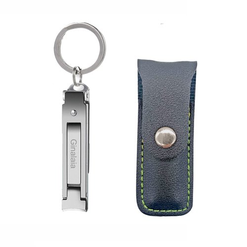 Ginalaia Stainless Steel Portable Nail Cutter，German Keychain Nail Clipper with File for Man and Women, Ultra Thin Flat Fingernail Clipper Perfect Use for Traveling、 Home 、 Office (Small, 1)