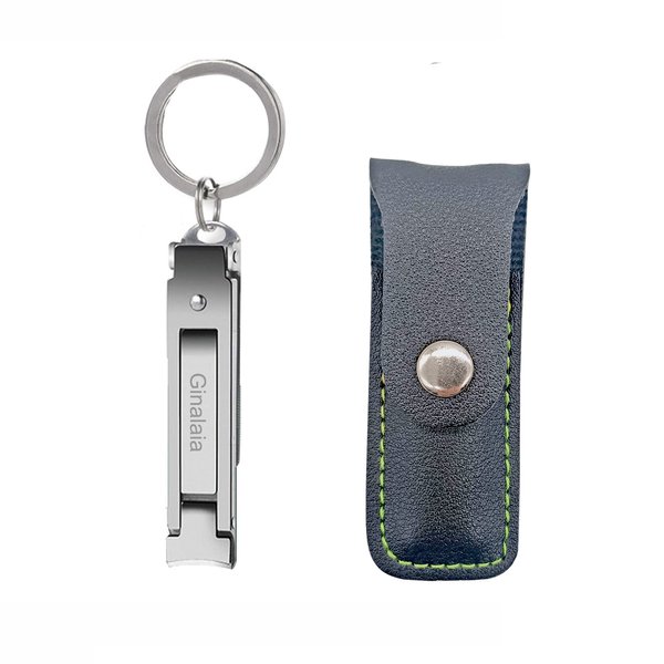 Ginalaia Stainless Steel Portable Nail Cutter，German Keychain Nail Clipper with File for Man and Women, Ultra Thin Flat Fingernail Clipper Perfect Use for Traveling、 Home 、 Office (Small, 1)