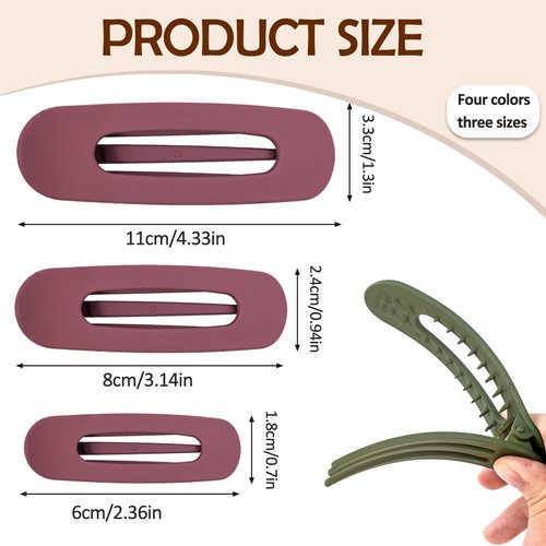 GLITE 12 Pcs Flat Hait Clips, Lay Down Claw Clips for Women, 3 Sizes Duck Billed Thin Thick Hair Barrette, Hair Accessories for Girls Non-slip Slide Hair Clip