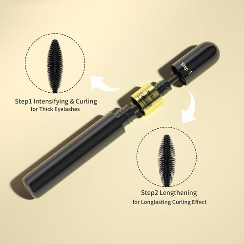 2 IN 1 for VIBELY Mascara, 5x Longer Waterproof Mascara 2 in 1 Lash Cosmetics 4D Silk Mascara, No Clumping, Long-lasting Black Mascara