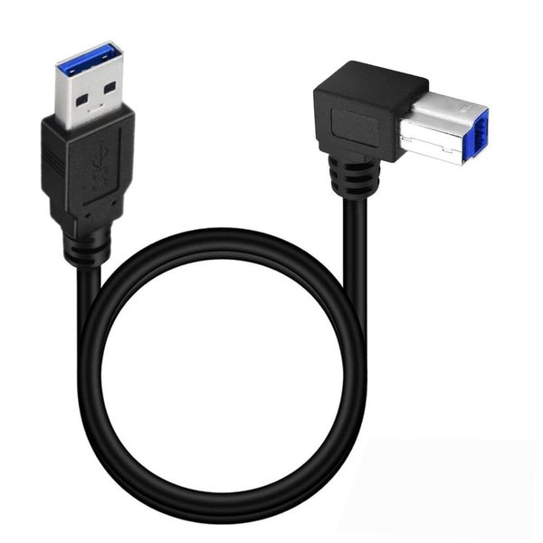 Traovien USB 3.0 Printer Cable, USB 3.0 Type A Male to Type B Male Plug 90 Degree High Speed Printer for Printer,Monitor,External Hard Drivers,Scanner - 50cm/1.5Ft (3.0 A to B Left Angle)