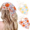Urieo 2 Pcs Crochet Triangle Head Scarf Floral Bandana Headband Knitted Hair Bandana Daily Party Tied Back Head Kerchief for Women Girls