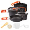 Gutsdoor Camping Cookware Set Camping Cooking Set Non Stick Family Backpacking cooking set Lightweight Stackable Pot Pan Kettle Bowls with Storage Bag for Outdoor Hiking (10 Piece/Set)