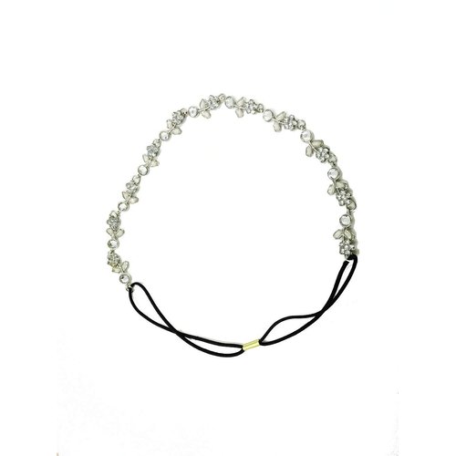 CJESLNA New Lady Hair Accessory Silver Metal Flower Rhinestone Leaf Headband Hair Band (Silver)