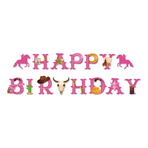 Cowgirl Themed Party Decorations Cowgirl Happy Birthday Banner, Western Cowboy Party Cowgirl Birthday Banner for Horse Birthday Party, Baby Shower, Western Cowgirl Birthday Party Supplies