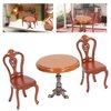 Dollhouse Dining Table Chair Set, Birch Alloy Doll House Furniture Accessories Exquisite Carving Nostalgic for DIY