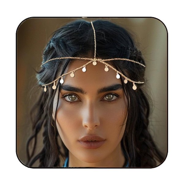 Aukmla Sequin Boho Head Chain Jewelry Headpiece Hair Chains Prom Festival Costume Headband Hair Accessories for Women