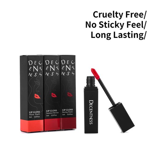 DECENTNESS Lip Gloss Set,Hydrating Moisturizing Dry Lips,Tinting For Lips,Hight Shine For Fuller Looking Lip Makeup,Pack of 3(Warm Peach/Summer Berries/Buring Flame)