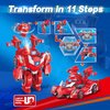 Super Wings Transformer Toys, 7" Super Robot and 2" Mini Jett Transforming Suit, 2 in 1 Car Robot Toys Action Figure, Racing Cars Playset for Boys and Girls Age 3+, Gifts for Preschool Kids, Red