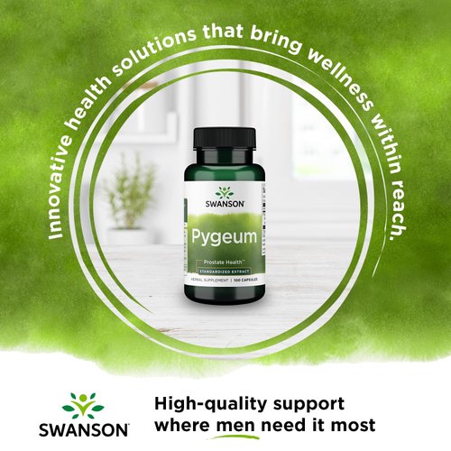Swanson Pygeum - 100 Capsules, 125 mg Each - Herbal Supplement for Male Prostate Health, Bladder, and Urinary Tract Support