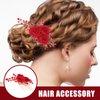 LALAFINA Red Flower Hair Comb Gold Rose Bridal Side Combs Floral Rhinestone Pearl Combs for Wedding Party Prom Chrismas Valentine's Day