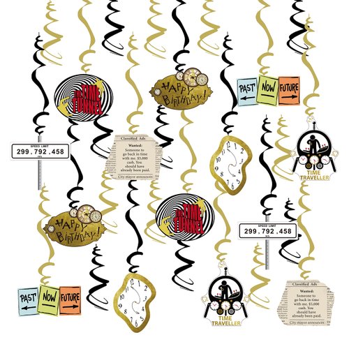 Fun Time Travel Theme Hanging Swirl Birthday Party Decorations Time Machine Dizzy Danglers Time Tunnel Ceiling Streamers Party Supplies for Kids Adults Graduations Anniversary Birthday