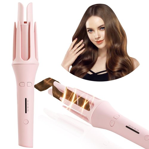 Automatic Hair Curler，Rotating Curling Iron 1 inch with 4 Temperatures Automatic Curling Iron Wand for Women，Dual Voltage Fast Heating Hair Curlers for Long/Middle/Short All Hair (1 INCH, Pink)