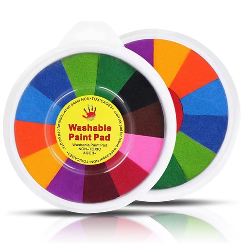 Mesen Ink Pad, 13 Colors Rainbow Multi Color Craft Ink Pad Stamps Partner DIY Color, Washable Color Painting Card Making Stamp Pad for Kids Rubber Stamp Crafting Paper Wood Fabric Scrapbook (7 inch)