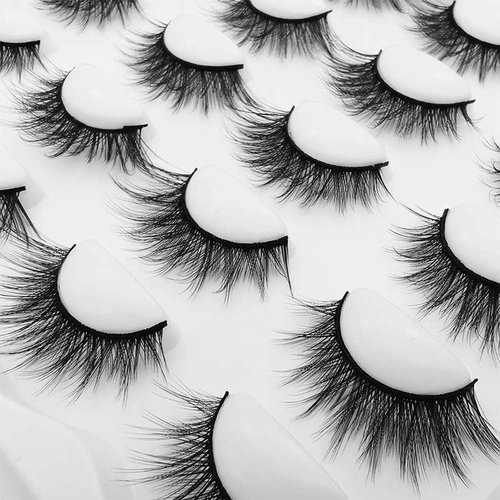 Vayator 10 Pairs 3D Mink Lashes Natural False Eyelashes Dramatic Volume Fake Lashes Makeup Eyelash Extension Silk Handmade Eyelashes (Y004)