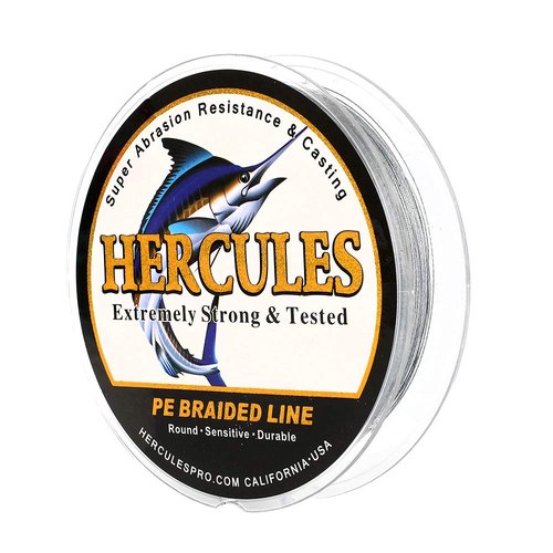 HERCULES Super Cast 100M 109 Yards Braided Fishing Line 100 LB Test for Saltwater Freshwater PE Braid Fish lines Superline 8 Strands - Grey, 100LB (45.4KG), 0.55MM