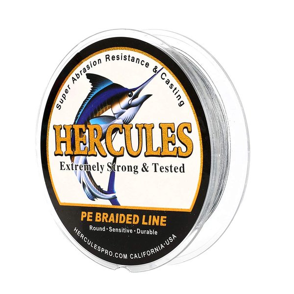 HERCULES Super Cast 100M 109 Yards Braided Fishing Line 100 LB Test for Saltwater Freshwater PE Braid Fish lines Superline 8 Strands - Grey, 100LB (45.4KG), 0.55MM