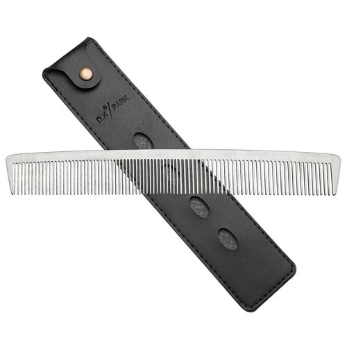 CCbeauty Professional Stainless Steel Barber Hair Comb Pack for Men, Hairdressing Styling Salon Groming Comb, Sturdy Fine Tooth Comb with Leather Bag