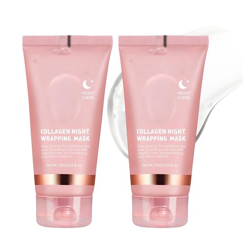 Loske Collagen Night Wrapping Mask, Collagen Reverse Volume Peel Off Face Mask, Collagen Face Mask, Overnight Face Mask, Collagen Mask, Deep Collagen Mask Overnight (2PCS)