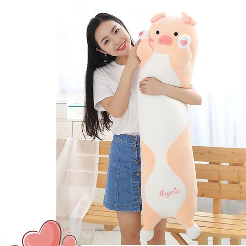 Yeqivo Long Pig Plush Pillow, Pink Pig Plush Toy Long Pig Stuffed Animals, Cute Pig Plush Sleeping Hugging Pillow Toy for Kids Girlfriend(Pig,19.68Inch/50cm)