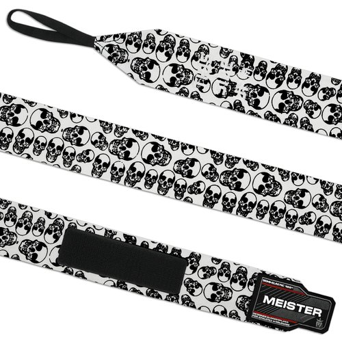 Meister Adult 180" Semi-Elastic Hand Wraps for MMA & Boxing (Pair) - Death Skulls
