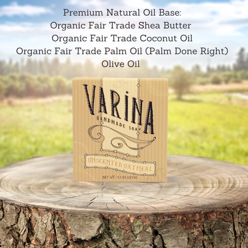 Varina Organic Unscented Oatmeal Bar Soap - Gentle Cleansing for Sensitive Skin, Unscented - 3 Pack - Experience Healthy and Glowing Skin
