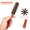 Patelai 2 Pcs Boar Bristle Round Brush Small Round Hair Brush Styling Roller Brush Anti Static Quiff Mini Comb with Wooden Handle for Blow Drying Straightening Curling Wet Thin or Short Hair