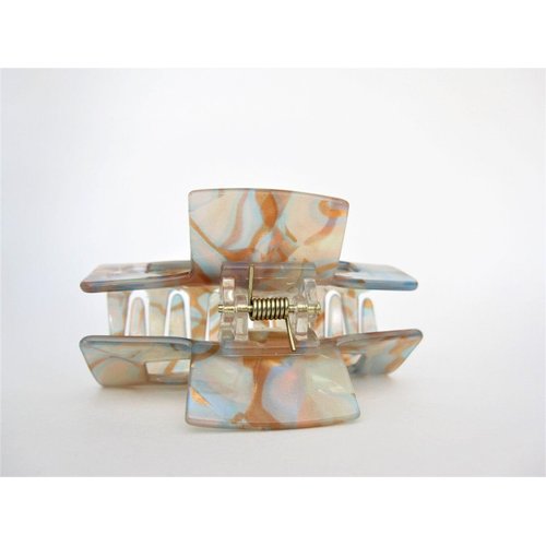 Generic Blue and gold iridescent rectangle marbled hair claw clip