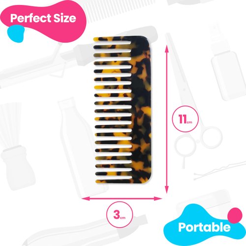 Detangling Tortoise Comb Ideal for Curly, Thick, Thin, Wet Hair - Vintage Salon Care, Non-Static, Heat-Resistant, Acetate, Handmade Fine-Toothed, Scalp and Wig Brush - Durable Grooming Comb, Dark Brown by LifeSmart