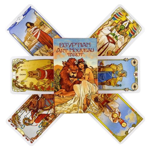 Atesswy Egyptian Art Nouveau Tarot, A Egyptian-Themed Tarot Deck: Ancient Wisdom Meets Art Nouveau Elegance, 78 Tarot Cards, Pocket Edition: 4.06" x 2.36" (103mm x 60mm)