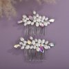 Teyglen Pearl Wedding Hair Comb Simple Rhinestone Pearl Hair Piece Bride Headpiece Bridal Crystal Pearl Hair Comb Elegant Hair Accessories for Women (Ab color)