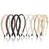 LifeDawn 10Pcs Headbands for Women Girls, Pearl Headbands Beaded Headband Metal Hair Band Rhinestone Head Bands for Women's Hair Chained Hair Hoops Nonslip Bridal Wedding Hair Accessories, Gold