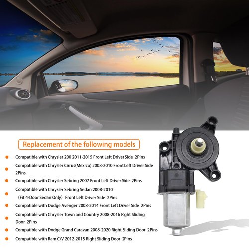 HXHAUTO 2 Pins Power Window Motor Compatible with Chrysler 200/Cirrus(Mexico)/Sebring Sedan/Town and Country,Dodge Avenger/Grand Caravan,Ram C/V,Replace for 68020567AA 742-338 68030660AA 68021447AA