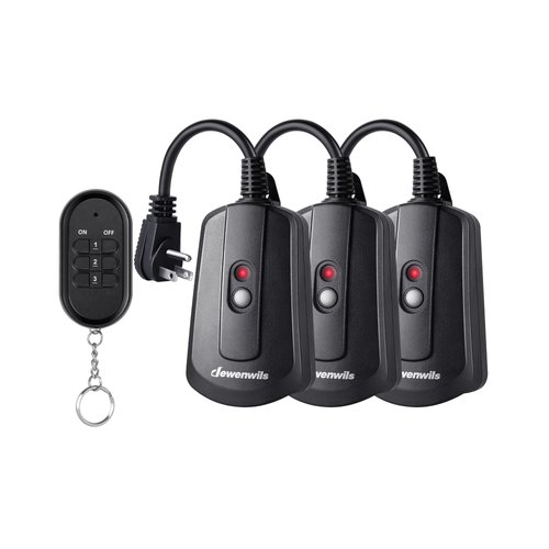 DEWENWILS Outdoor Wireless Remote Control Outlet Kit, Waterproof Electrical Plug for Indoor Outdoor Lights, Separately Controlled 3 Pack Receivers, 100 Feet RF Signal, UL Listed