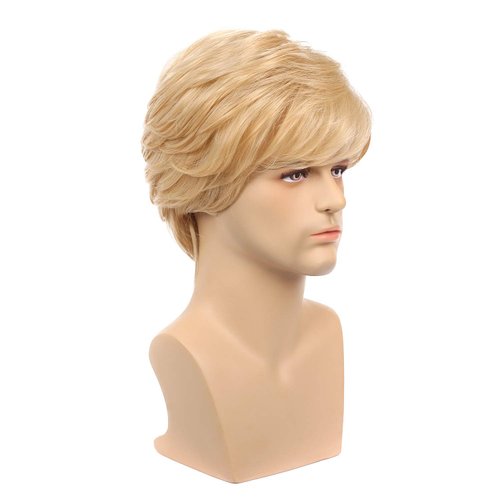 Dai Cloud Mens Blonde Wigs Short Curly Layered Cosplay Costume Party Wigs for Male Guy(Blonde)
