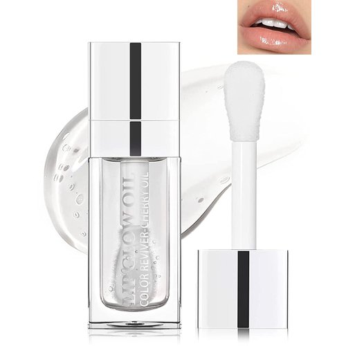 Plumping Lip Glow Oil, Hydrating Tinted Lip Oil Gloss, Transparent Toot Lip Oil, Long Lasting Lip Balm Moisturizing Glow Oil Fresh Texture, Glitter Shine Primer Lip Tint Lip Care Product-#0000