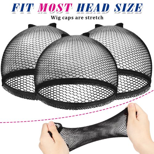 Chuangdi 50 Pcs Wig Cap Mesh Net Stocking Wig Cap Stretchy Nylon Liner Weaving Close End Fishnet Wig Cap for Women Men(Black and Light Brown)