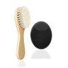 Baby Hair Brush, Mocokkiti Goat Bristles Brush and Baby Cradle Cap Brush Set for Cradle Cap Wood Bristle Brush for Newborns and Toddlers 2PCS