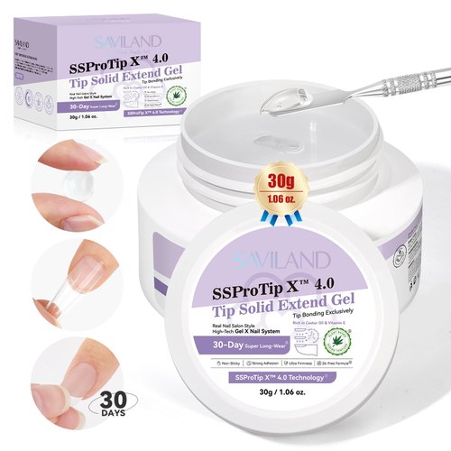 SAVILAND 30g Solid Nail Glue Gel: 30-Day Long Wear 2024 Gel X Nail Glue Solid Gel Strong Adhesive for False Tips 3D Sculpture U V Cured Nail Enthusiasts Home DIY