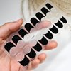 Semi Cured Gel Nail Strips French Tip Nail Polish Strips Self-Adhesive Gel Nail Black French Nail Polish Stickers 16 Pcs Glitter Gel Nail Wraps for Women Girls Manicure Nail Decoration